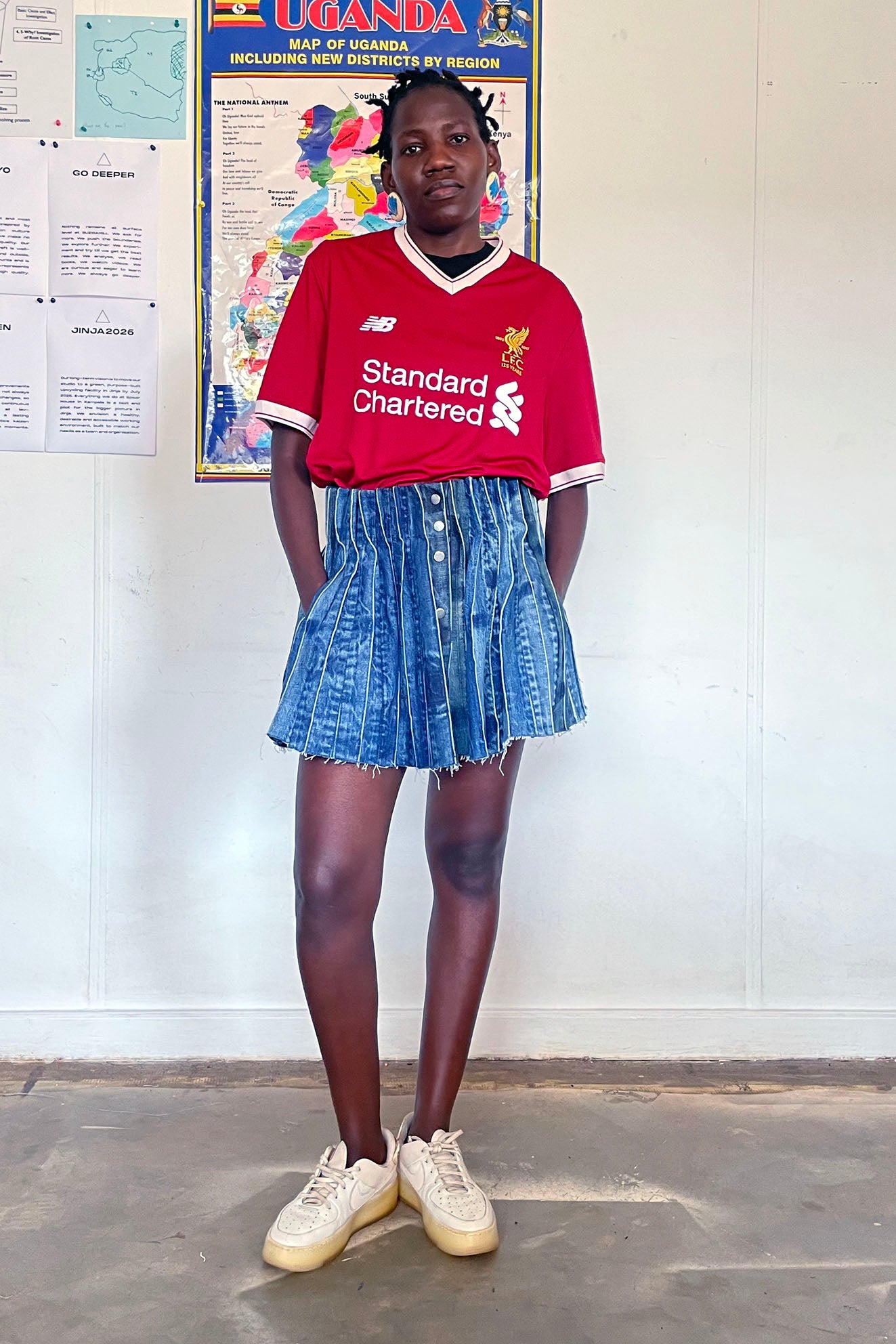 PLEATED DENIM SKIRT
