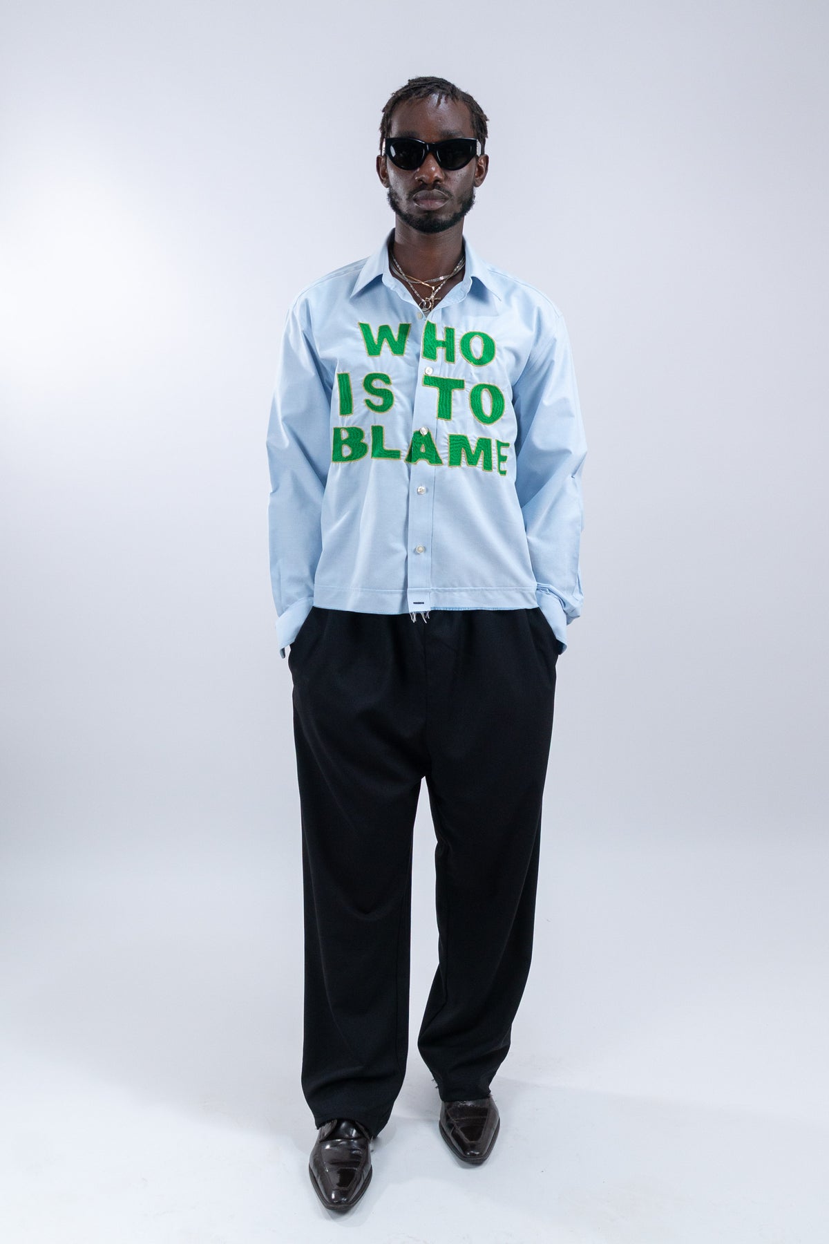 WHO IS TO BLAME EMBROIDERED SHIRT RTS12-2