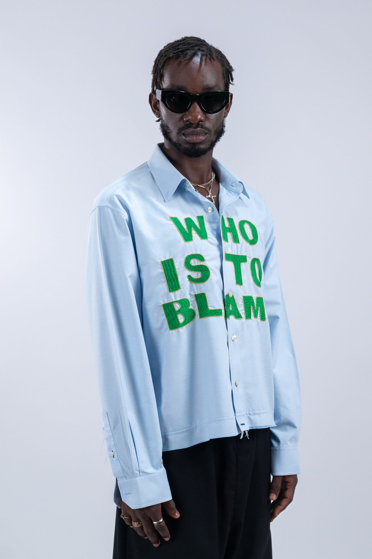 WHO IS TO BLAME EMBROIDERED SHIRT RTS12-2