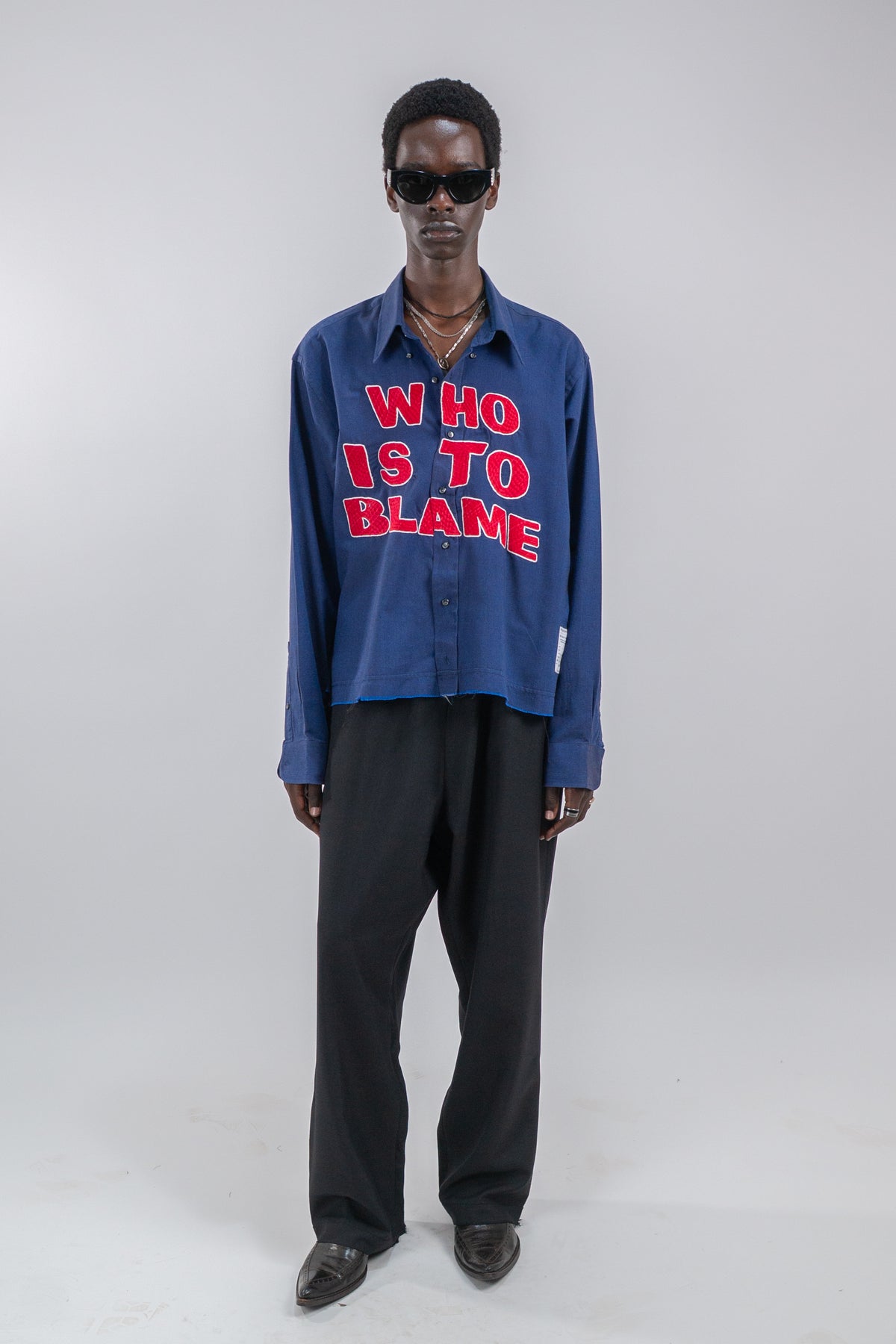 WHO IS TO BLAME EMBROIDERED SHIRT RTS12-4