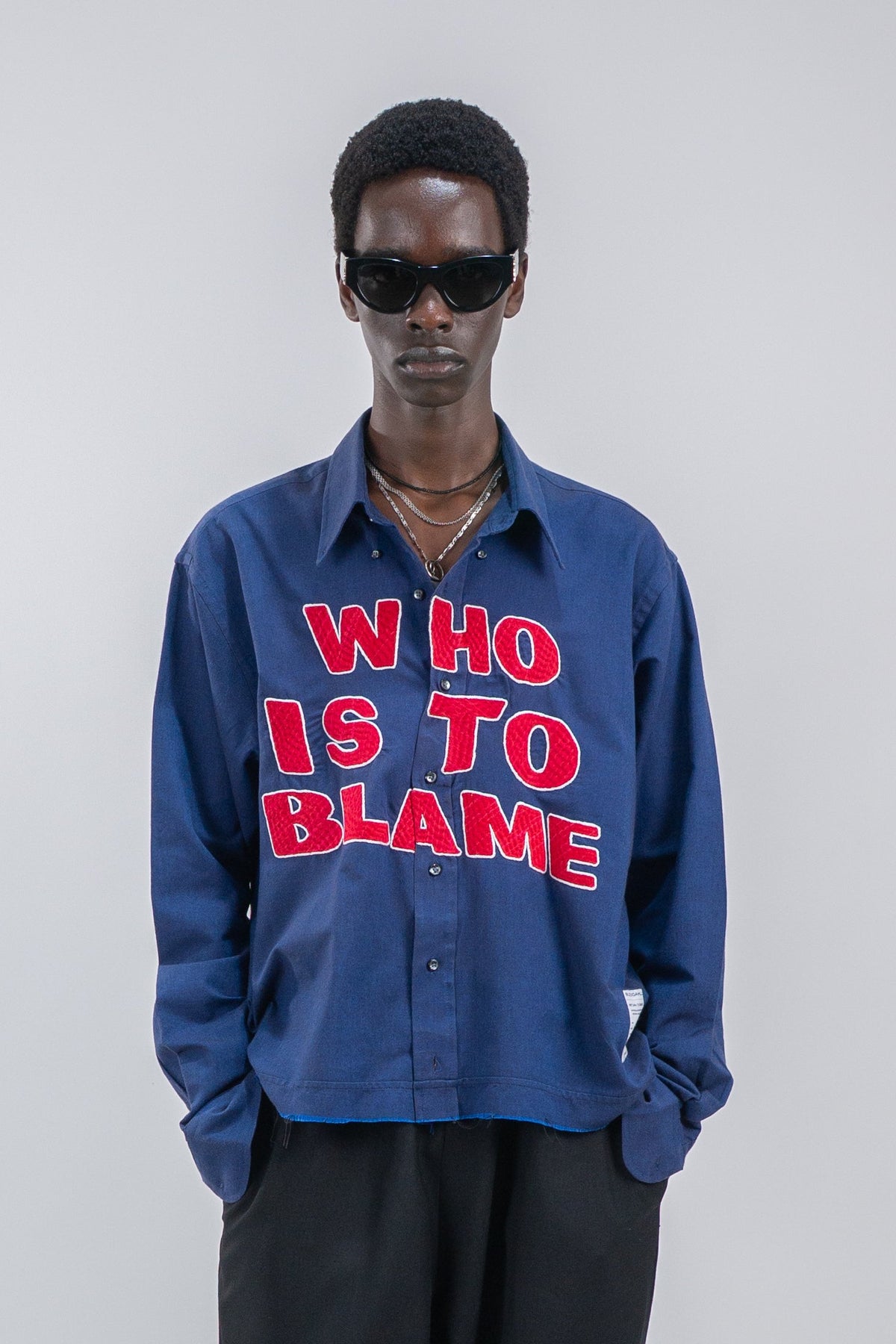WHO IS TO BLAME EMBROIDERED SHIRT RTS12-4