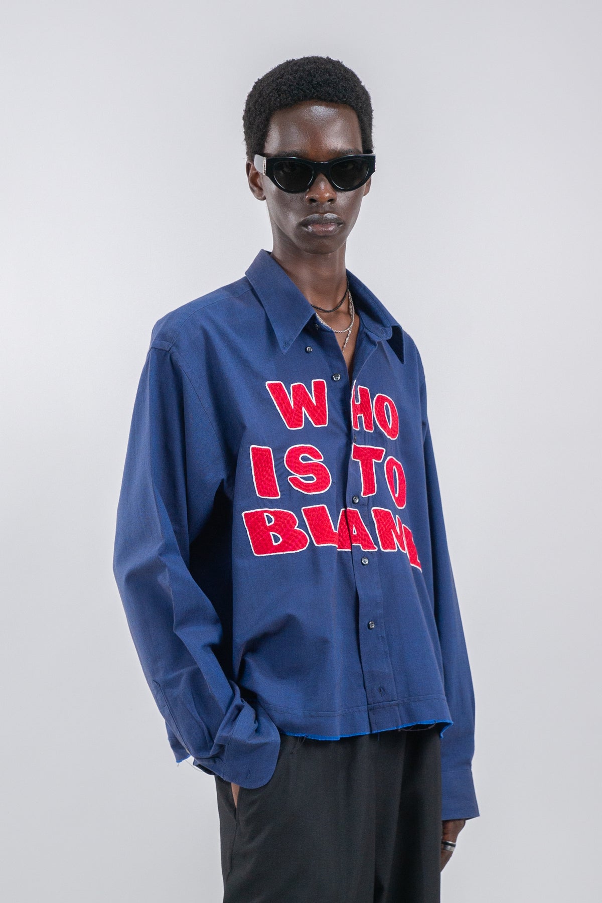 WHO IS TO BLAME EMBROIDERED SHIRT RTS12-4