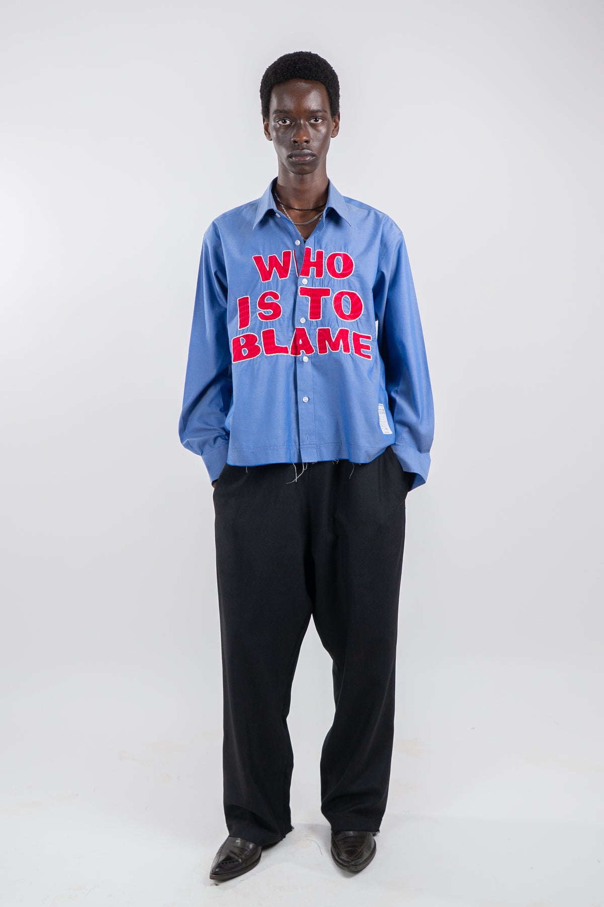 WHO IS TO BLAME EMBROIDERED SHIRT RTS12-3
