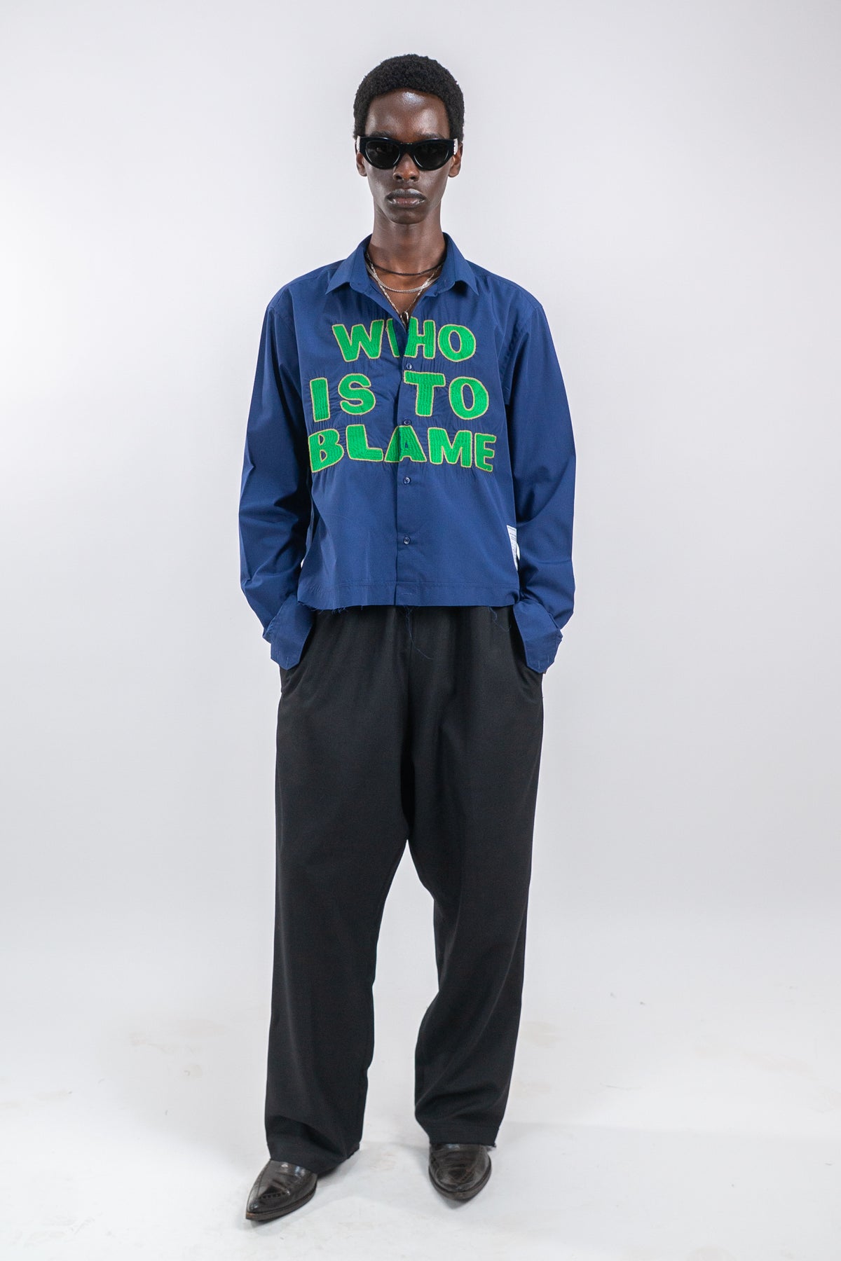 WHO IS TO BLAME EMBROIDERED SHIRT RTS12-1