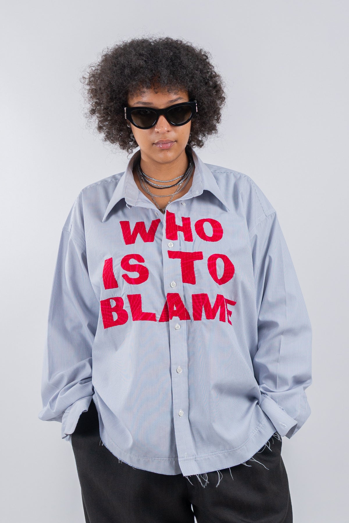 WHO IS TO BLAME EMBROIDERED SHIRT RTS12-9
