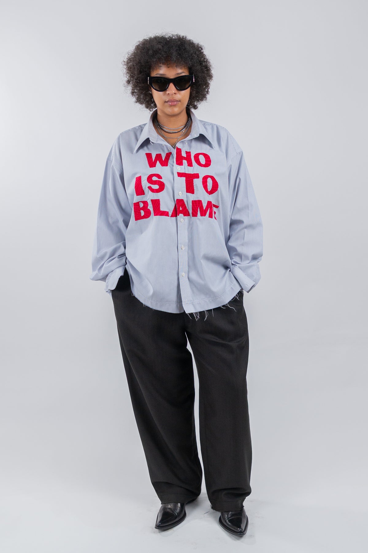 WHO IS TO BLAME EMBROIDERED SHIRT RTS12-9