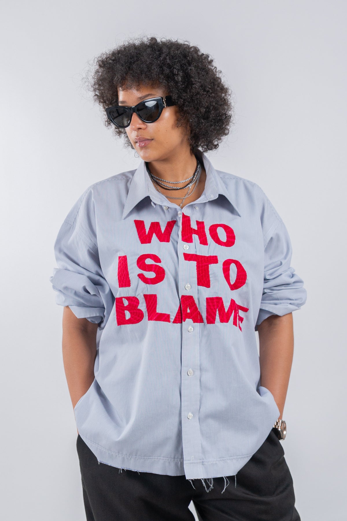 WHO IS TO BLAME EMBROIDERED SHIRT RTS12-9