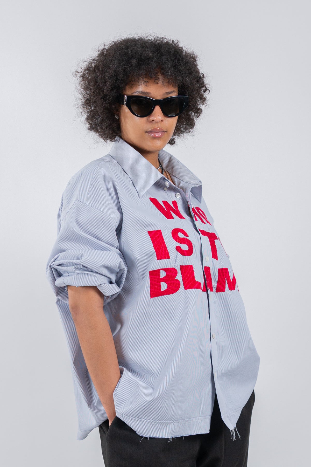 WHO IS TO BLAME EMBROIDERED SHIRT RTS12-9
