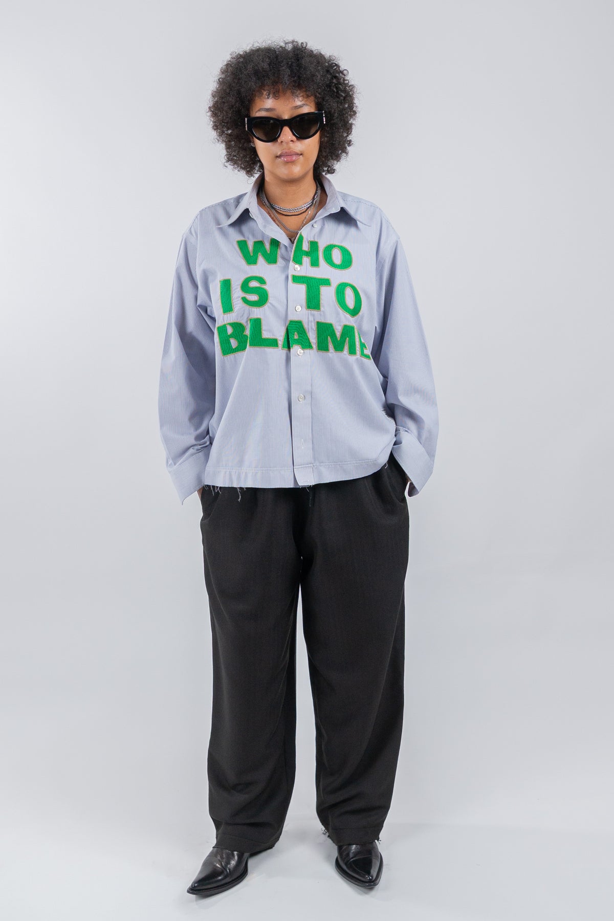 WHO IS TO BLAME EMBROIDERED SHIRT RTS12-6