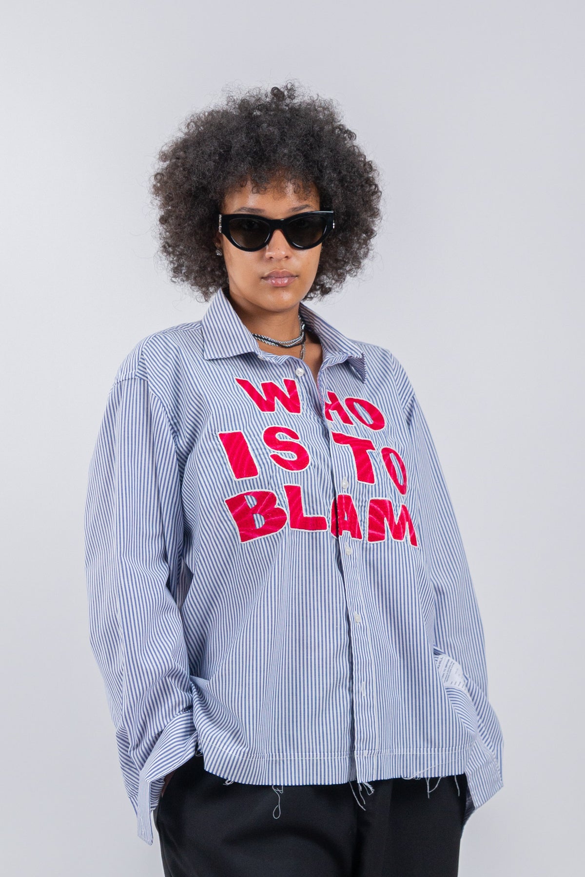 WHO IS TO BLAME EMBROIDERED SHIRT RTS12-8