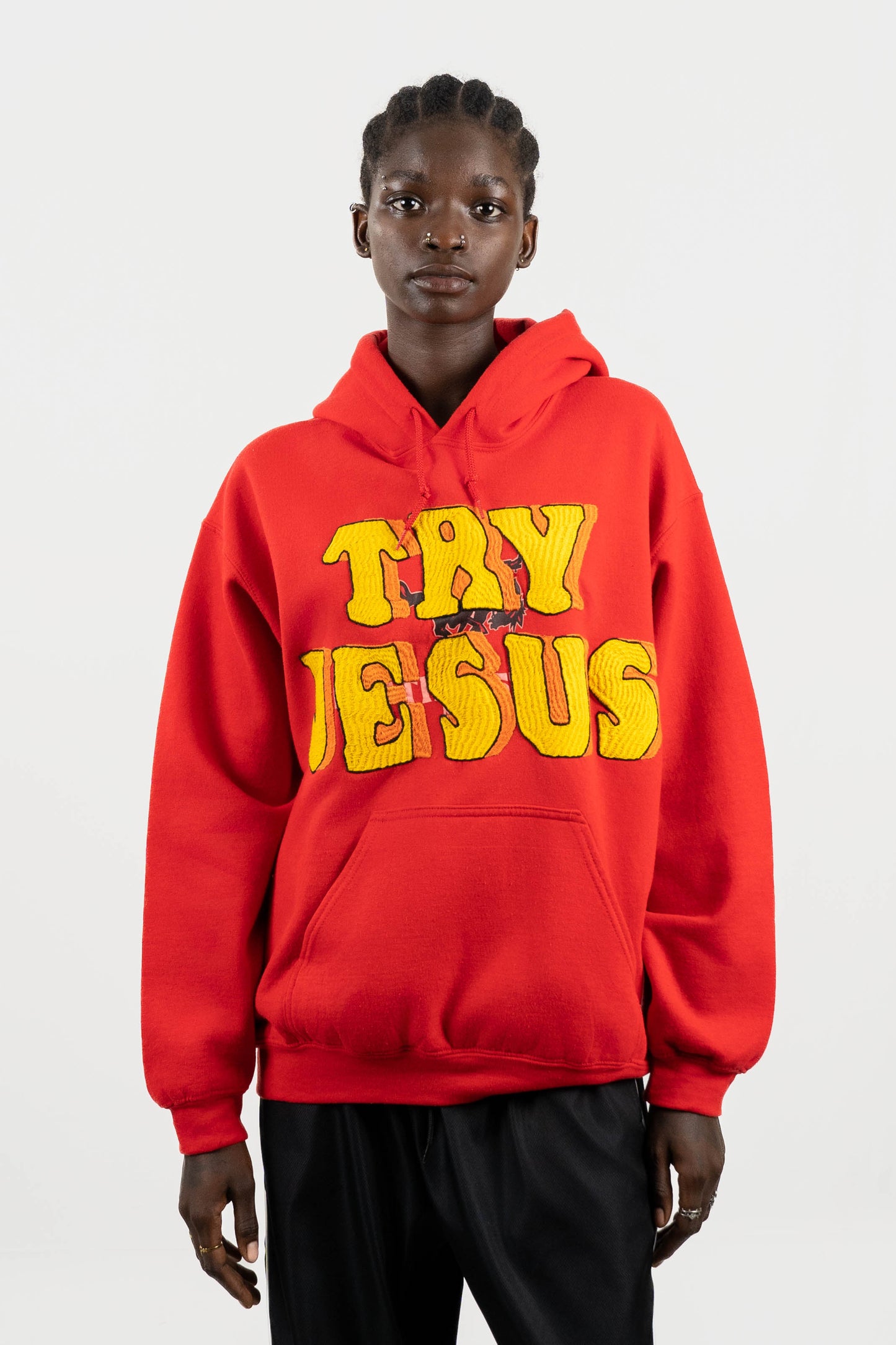 TRY JESUS EMBROIDERED HOODIE RTS11-1