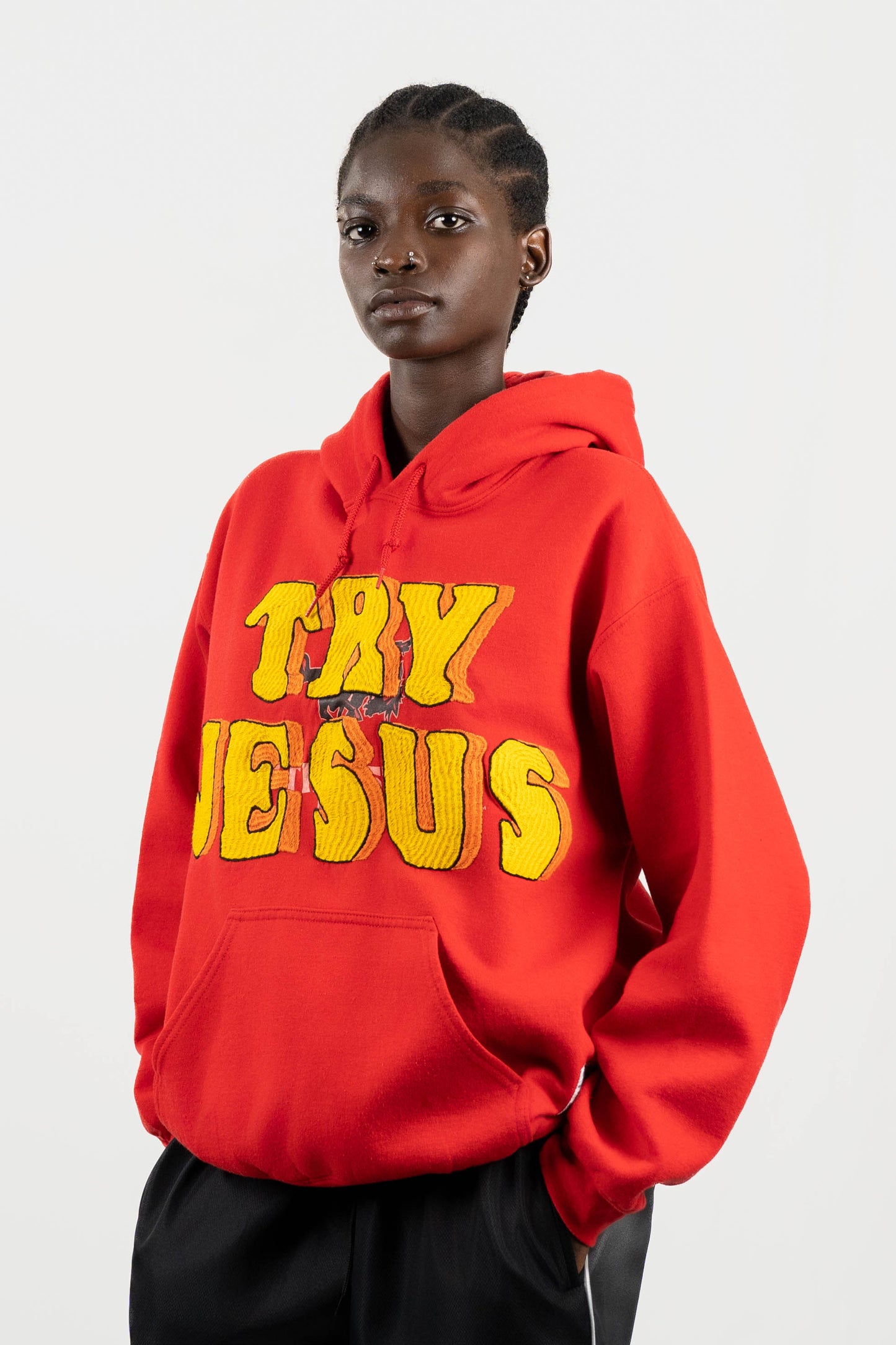 TRY JESUS EMBROIDERED HOODIE RTS11-1