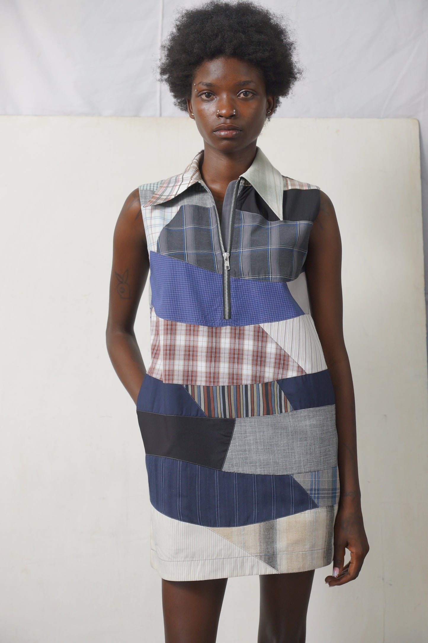 SLEEVELESS PATCHWORK DRESS