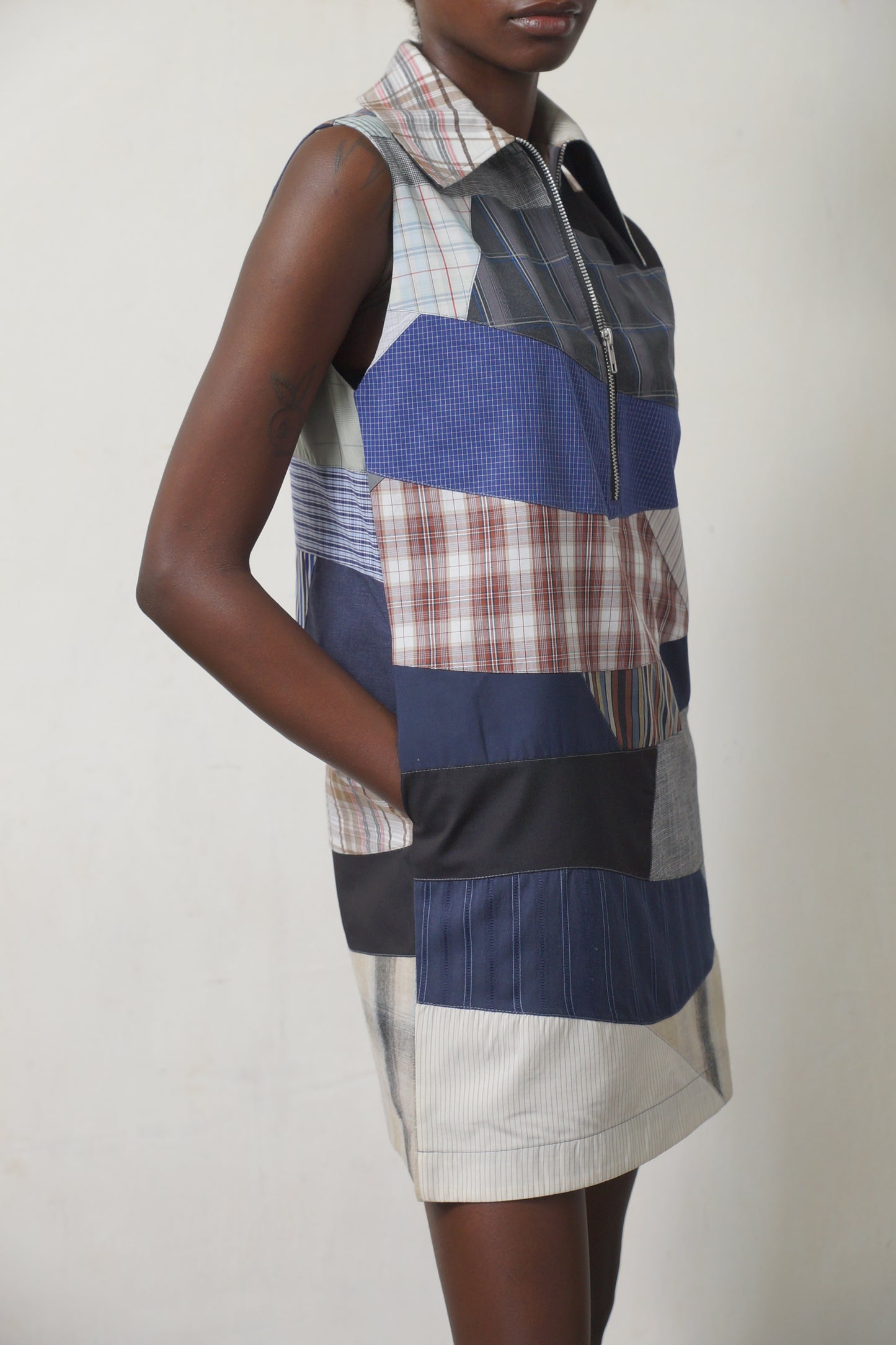 SLEEVELESS PATCHWORK DRESS